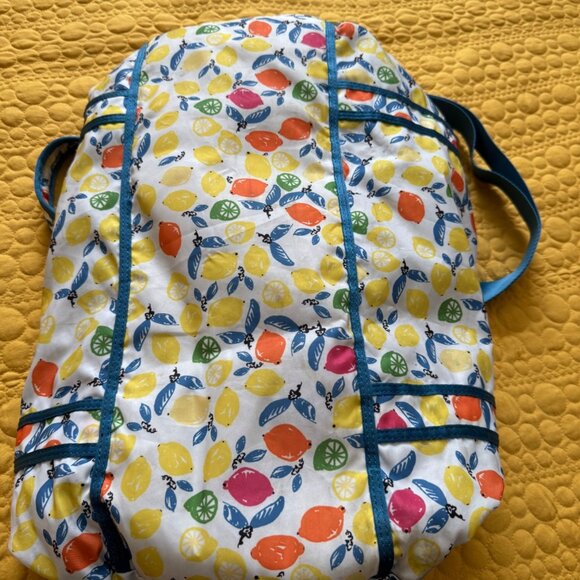 Kipling Large Citrus PrintWeekender Duffle Bag Tote Travel Garilla Face Keychain - Picture 3 of 10